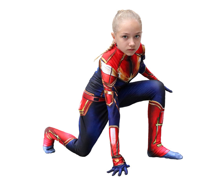 Adult Womens Captain Marvel Cosplay Costume Women Bodysuit Jumpsuit
